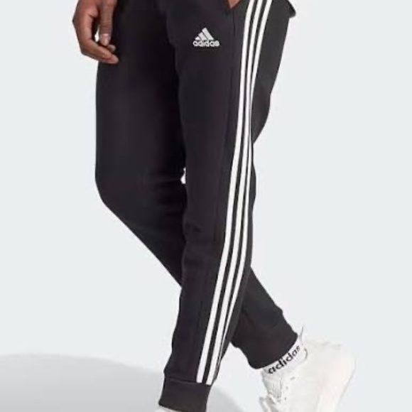 black Adidas cuffed legged joggers - Picture 1 of 1